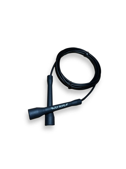 SHADOW STRIKE - Springseil von FLY ROPE in schwarz mit schwarzen Griffen jump rope speed rope