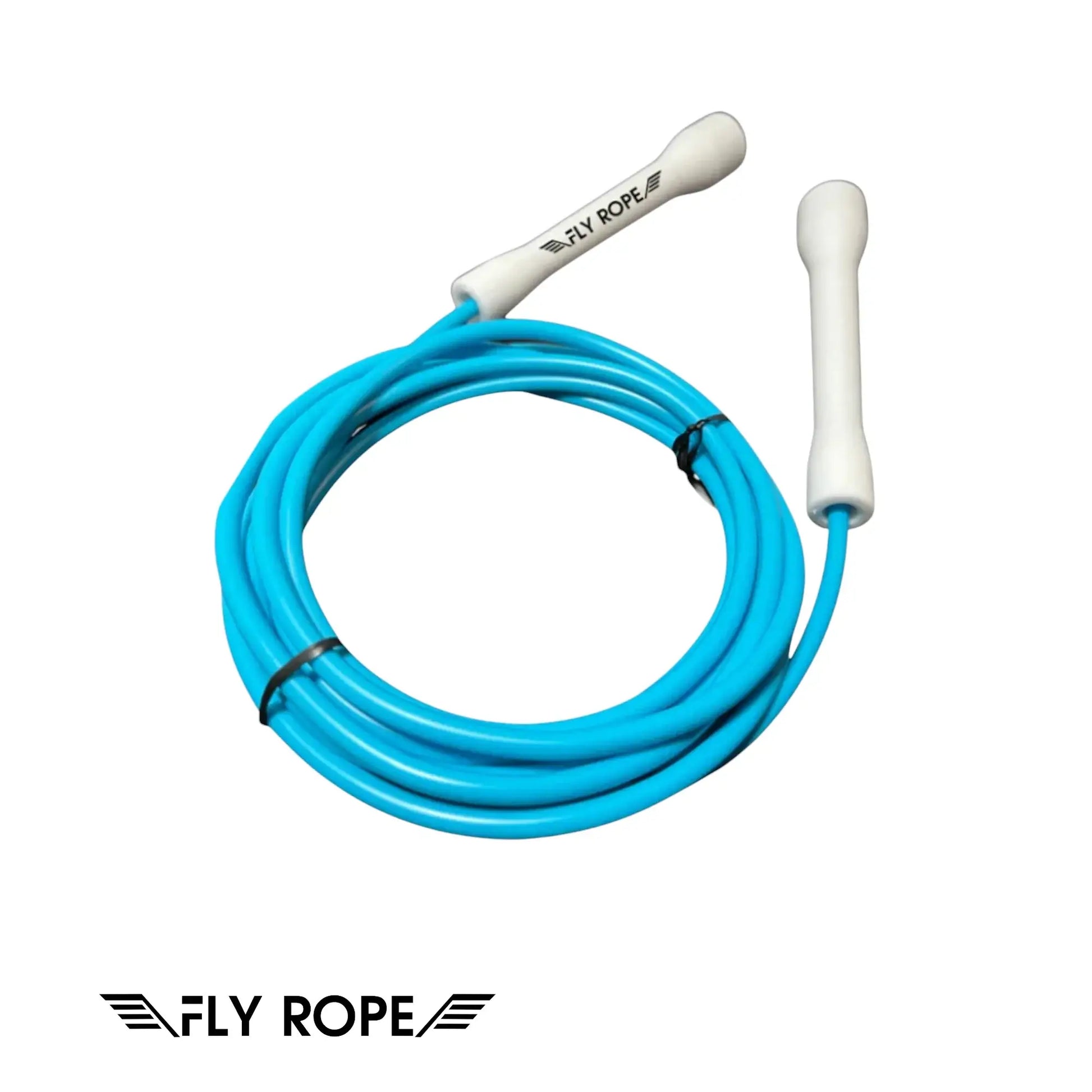 Springseil Azurri von Fly Rope – speed rope verstellbar, blau 5 mm Seil mit robusten Griffen, Fitness, Jumping Rope, Training, Boxen, Crossfit, Ausdauer, Koordination, Fettverbrennung, Einsteiger & Fortgeschrittene