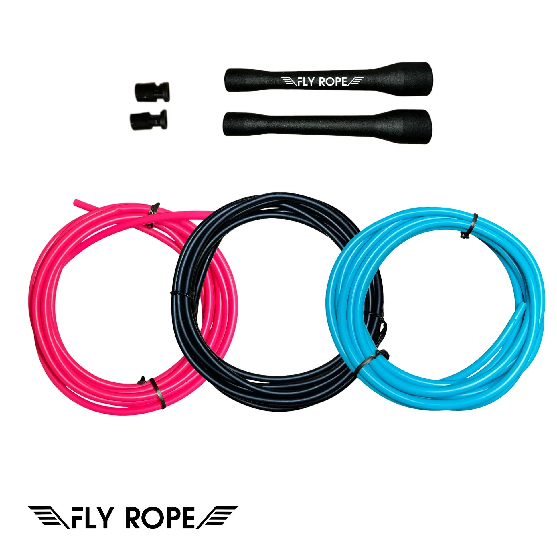 Springseil von Fly Rope – speed rope,bundle, set, verstellbar, weißes 5 mm Seil mit robusten Griffen, Fitness, Jumping Rope, Training, Boxen, Crossfit, Ausdauer, Koordination, Fettverbrennung, Einsteiger & Fortgeschrittene