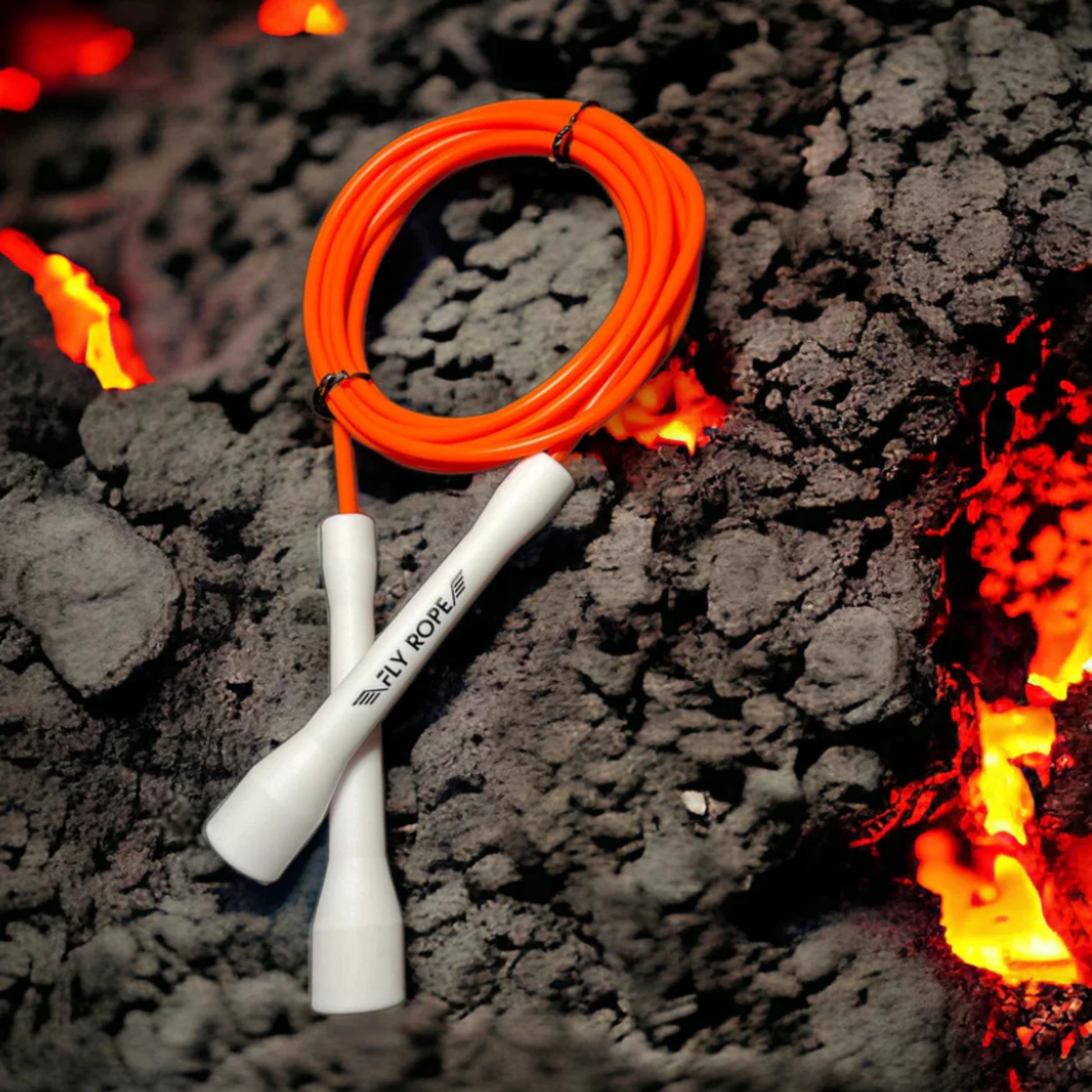 Springseil Phoenix von Fly Rope – speed rope verstellbar, oranges 5 mm Seil mit robusten Griffen, Fitness, Jumping Rope, Training, Boxen, Crossfit, Ausdauer, Koordination, Fettverbrennung, Einsteiger & Fortgeschrittene